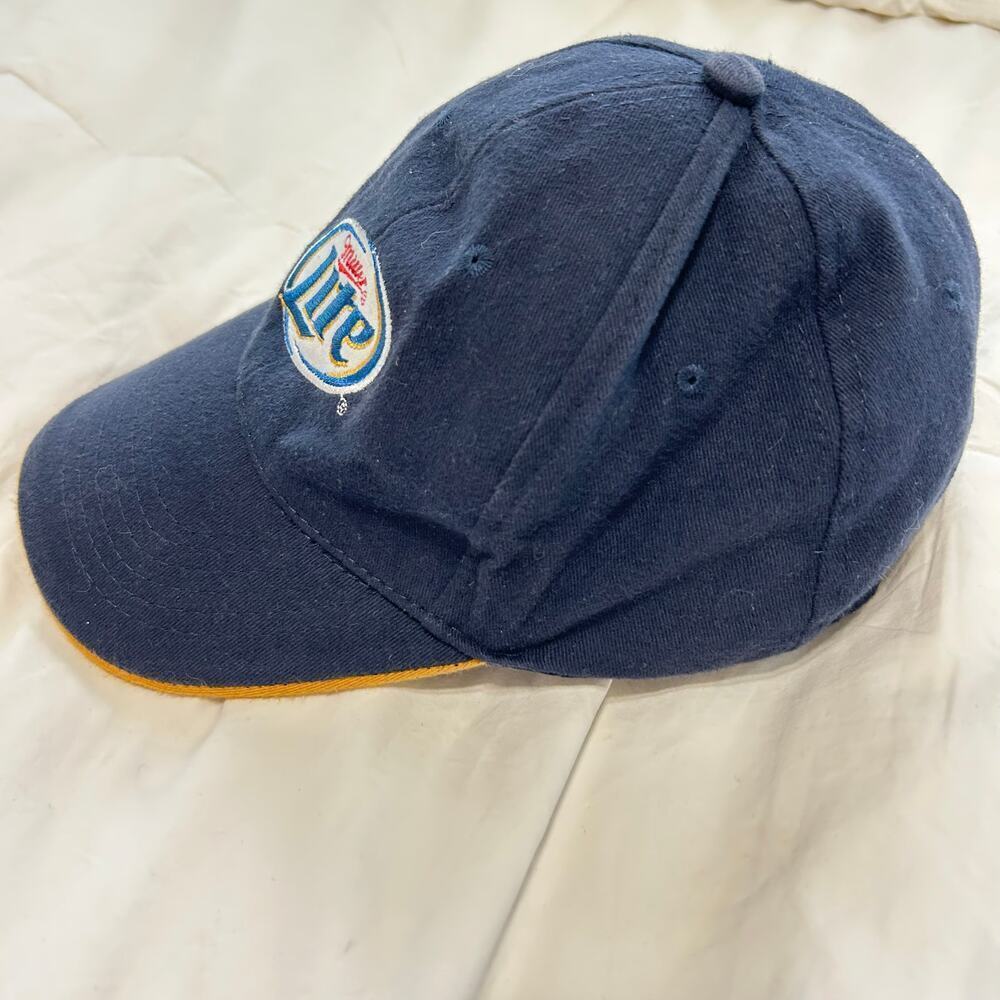 Vintage Miller Lite Beer Cap Navy Blue Adjustable Baseball Hat ACME USA